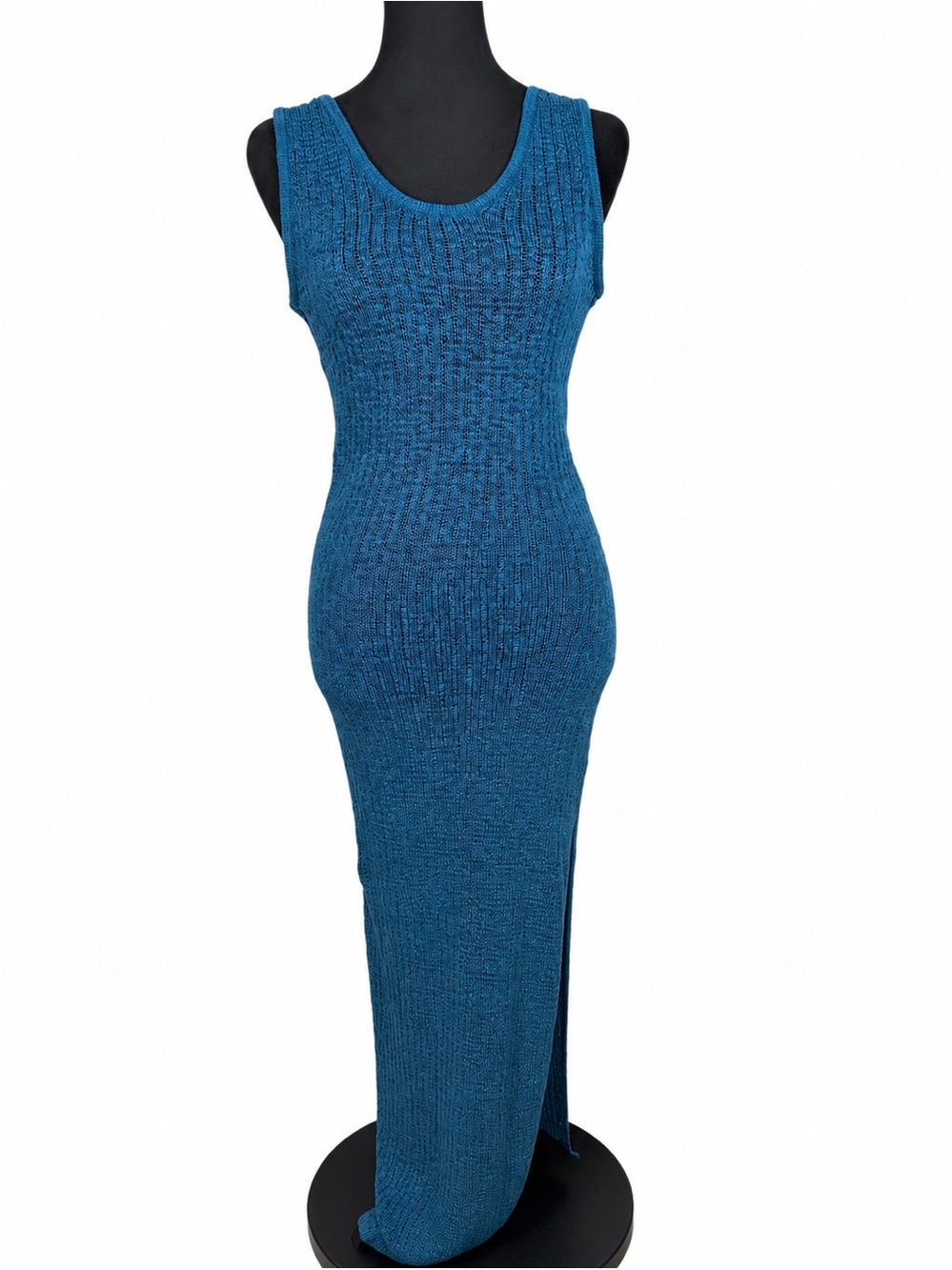 Shade & Shore Sz M Sleeveless Teal Maxi Knit Dress with High Side Slit NWT
